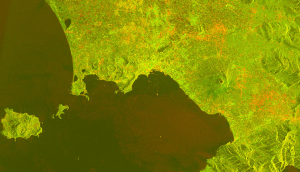 A closer view of the same Mt. Vesuvius image that is in the previous slide shows more detail of this volcano Supersite. Sentinel data will facilitate monitoring of geohazards and management of natural disasters. © Copernicus Sentinel data 2014, processed by ESA.