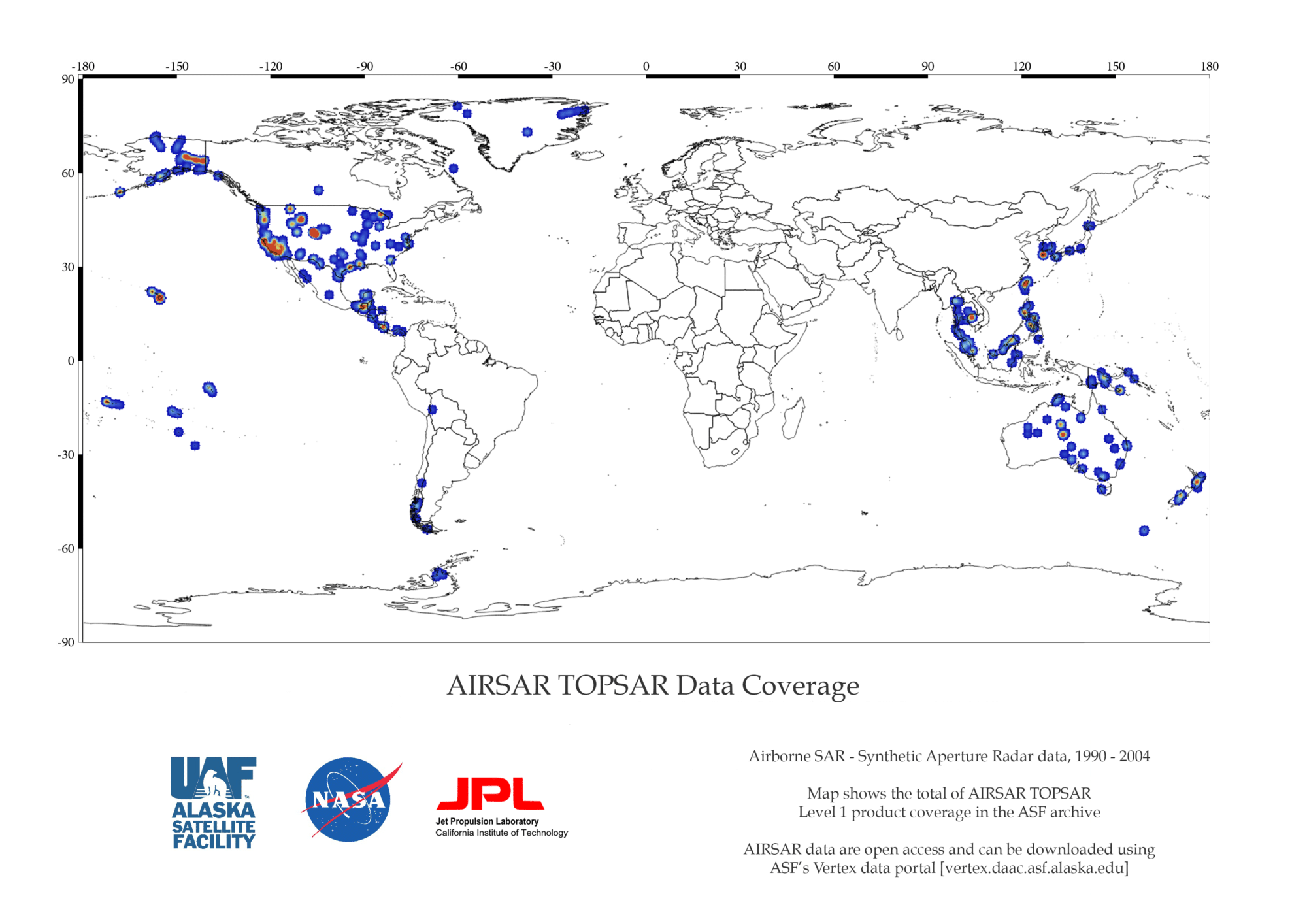 AIRSAR DEM Coverage Map