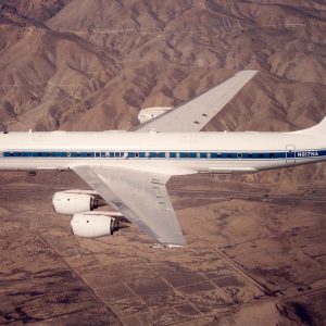 DC-8 Airborne Laboratory in flight - Image Credit: NASA Dryden Flight Research Center Photo Collection (http://www.dfrc.nasa.gov/gallery/photo/index.html) NASA Photo: EC00-0050-1 Date February 2000