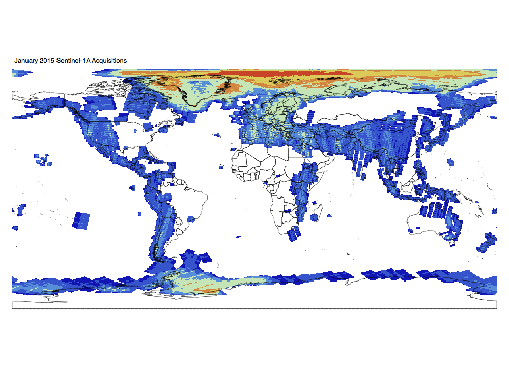 Sentinel-1 Monthly GRD Heatmap: January 2015