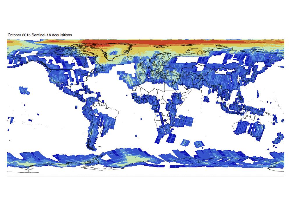 Sentinel-1 Monthly GRD Heatmap: October 2015