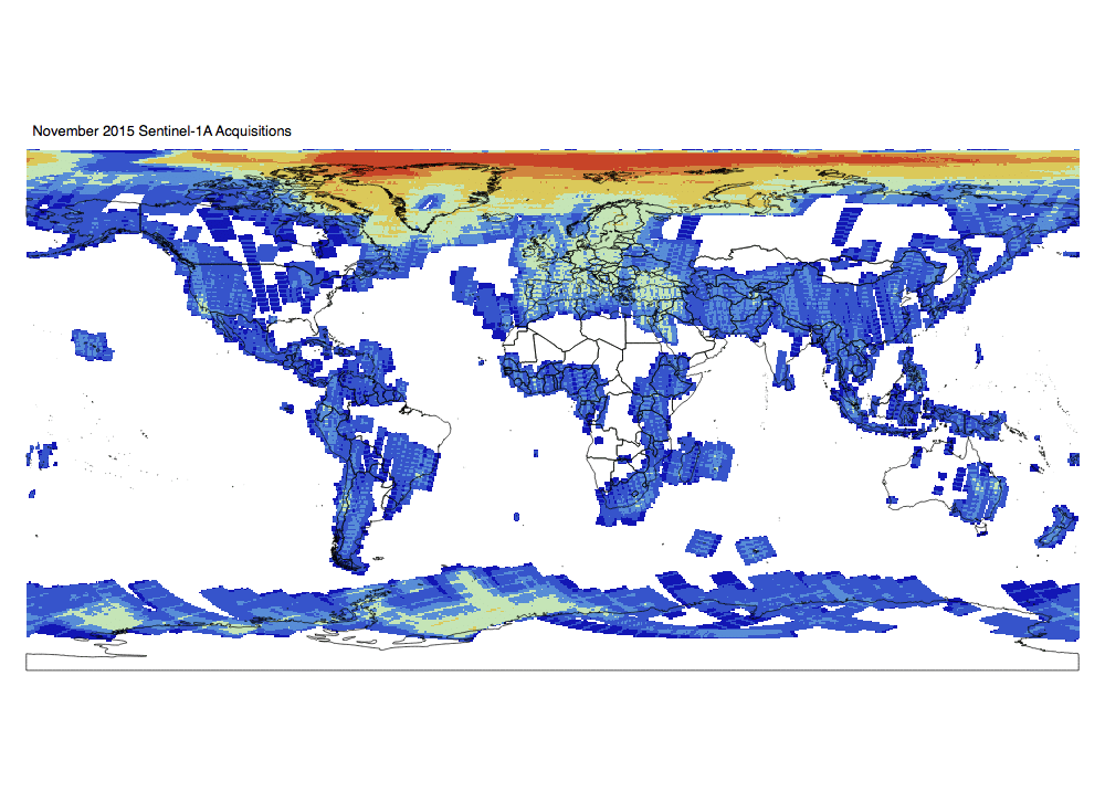 Sentinel-1 Monthly GRD Heatmap: November 2015