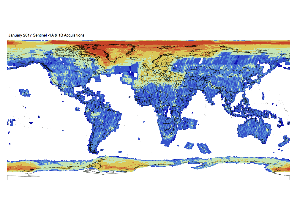 Sentinel-1 Monthly GRD Heatmap: January 2017