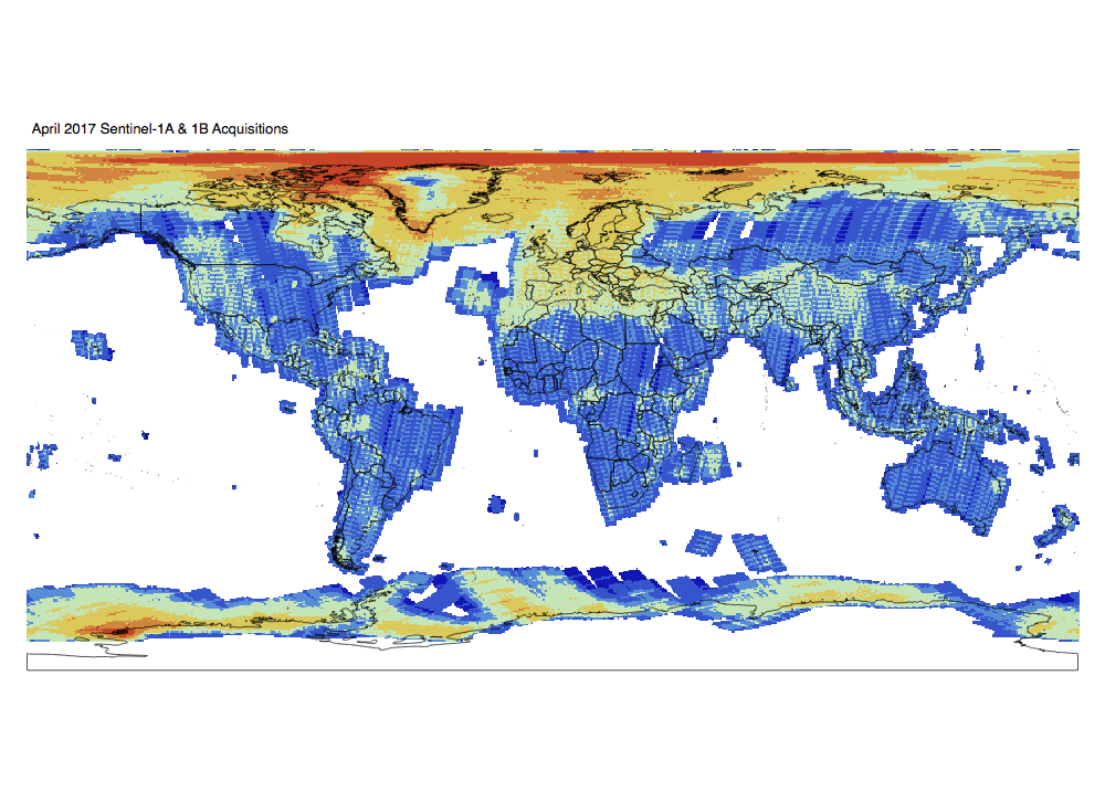 Sentinel-1 Monthly GRD Heatmap: April 2017