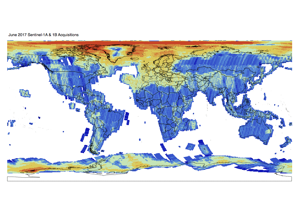 Sentinel-1 Monthly GRD Heatmap: June 2017