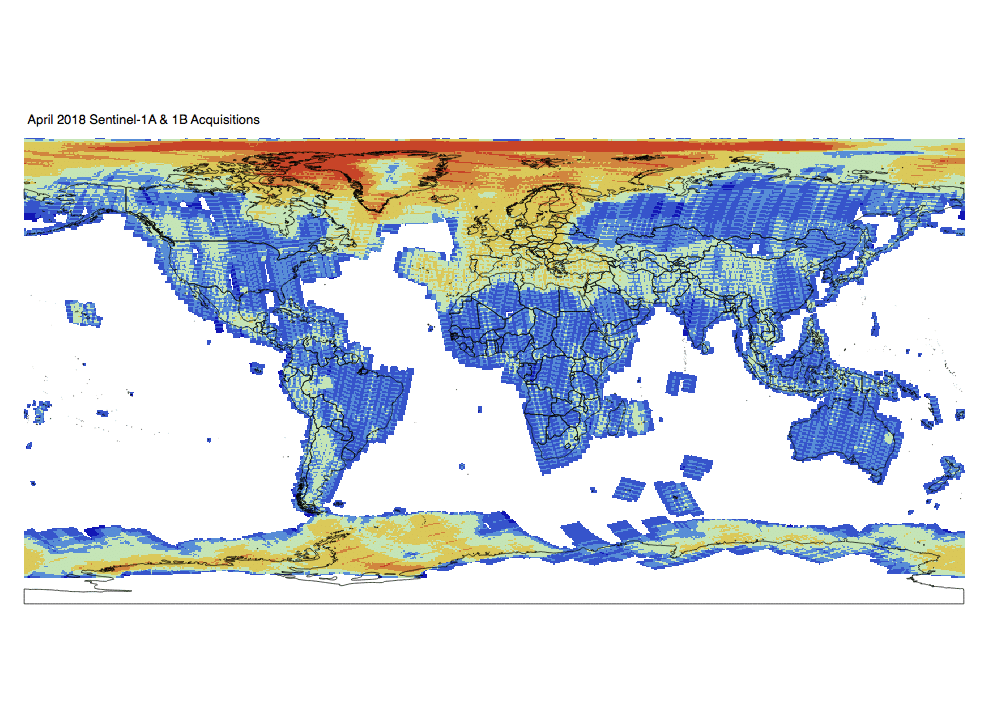 Sentinel-1 Monthly GRD Heatmap: April 2018