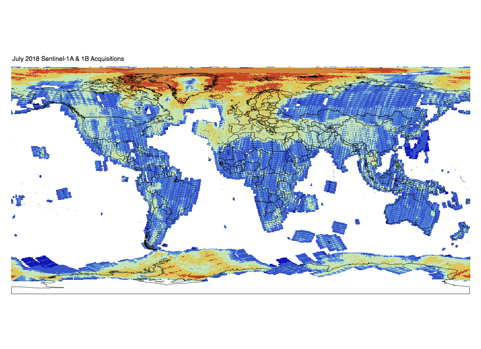 Sentinel-1 Monthly GRD Heatmap: July 2018