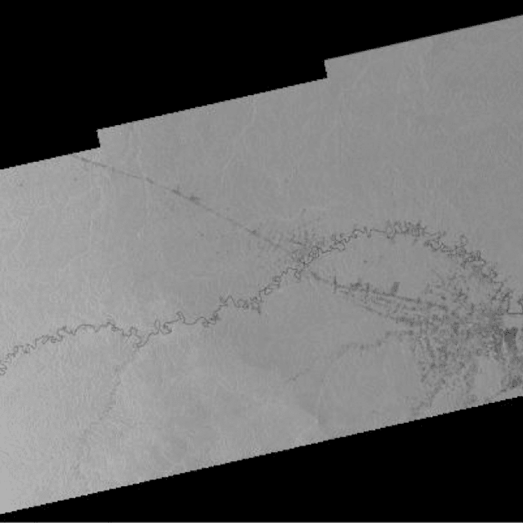 SAR image with a jagged, stepped edge