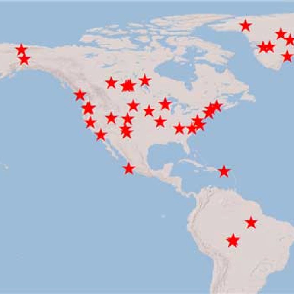 The figure shows locations of sites with SAR images and Table 1 lists the site, and its physical attributes.