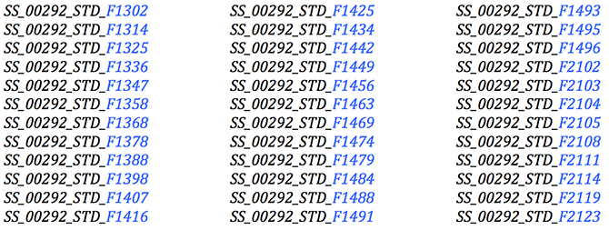 Example of Products Created from a Single Cleaned Swath – Processing cleaned swath file new_fixed_tape4_01Kto688K.001_000.dat resulted in the following list of products (ESA node numbers highlighted in blue):