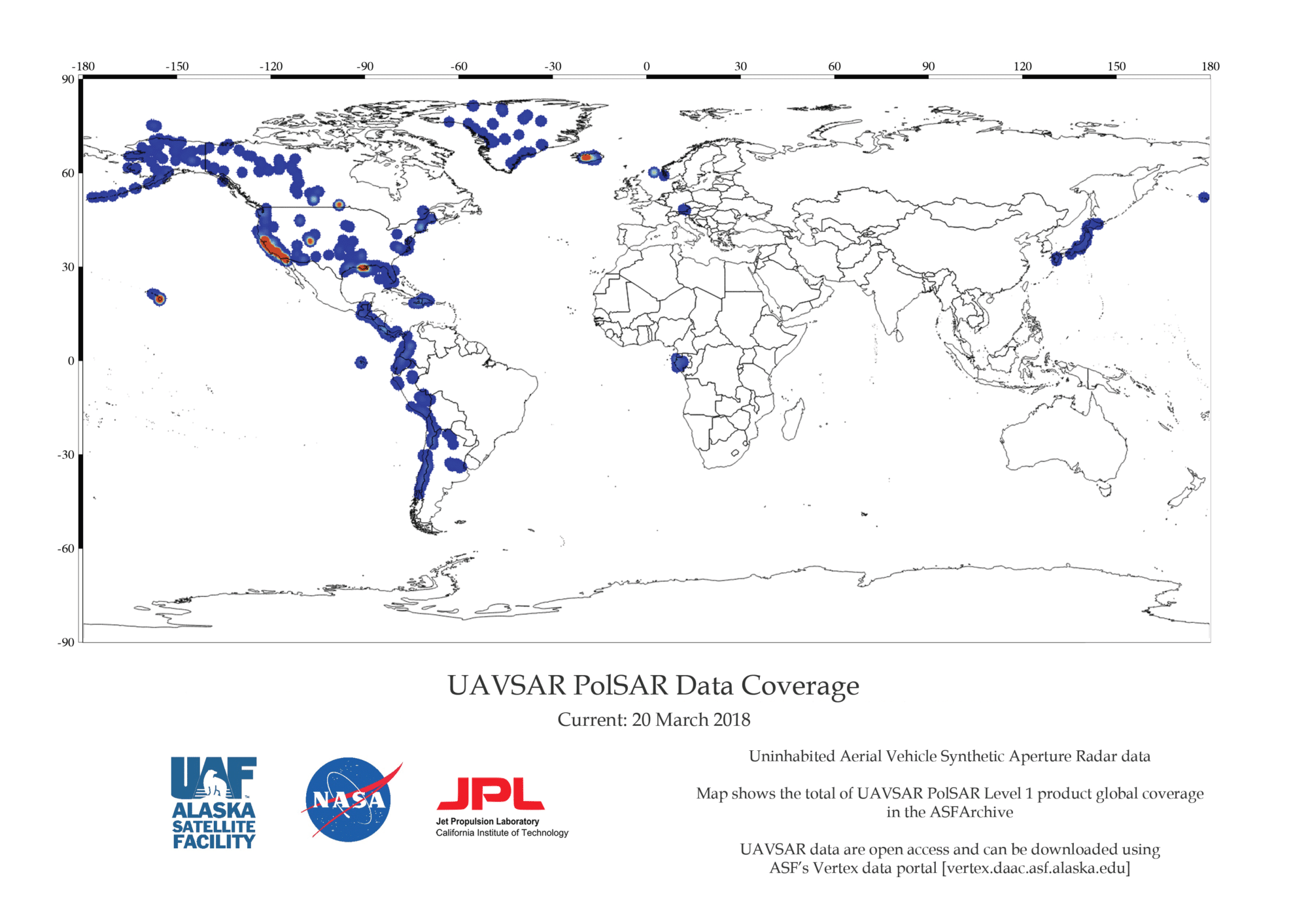 UAVSAR PolSAR Coverage Map