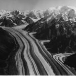 Moraines from tributaries. Barnard Glacier, Alaska, 1949.