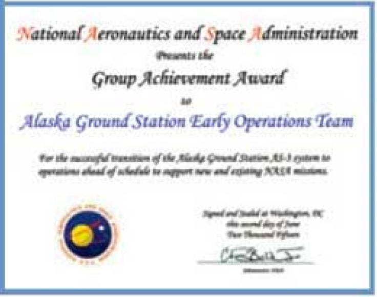 Prestigous NASA award recognizes ASF Ground Station team