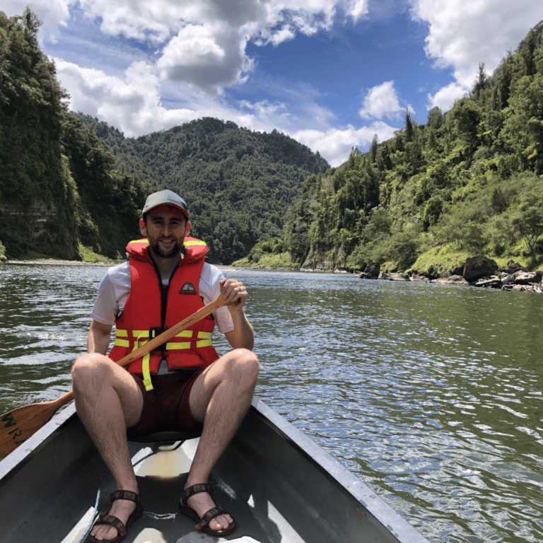 Dr Forrest Willams in a canoe