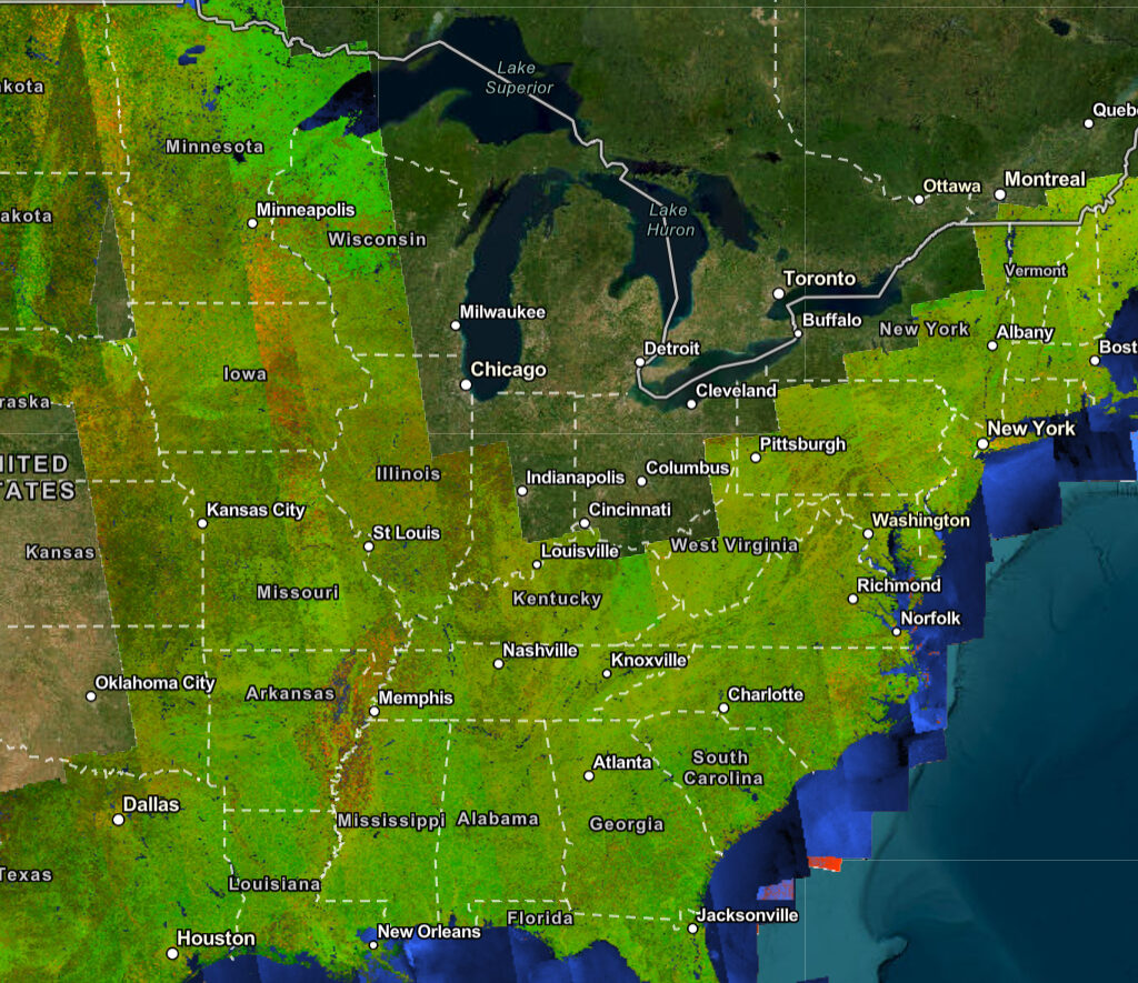 Image Services inundation map of the eastern United States