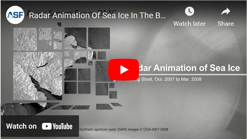 Sea Ice in the Bering Strait: See an animation of synthetic aperture radar (SAR) images of the Bering Strait from 2007 and 2008.