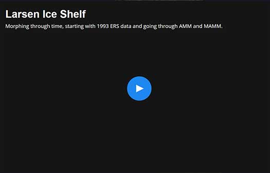 Larsen Ice Shelf, Morphing through time, starting with 1993 ERS data and going through AMM and MAMM.