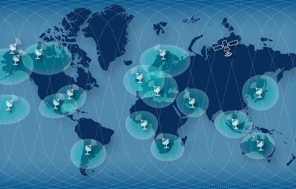 Map representing the Viasat Real Time Earth network