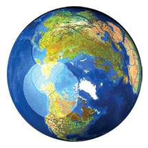 The ASF Station mask overlaid on an image of the Earth.