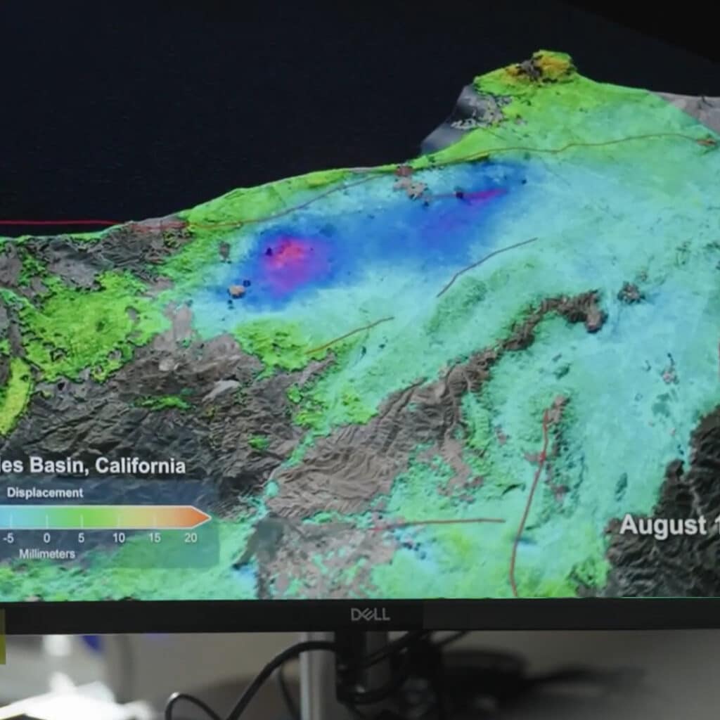 Screenshot of a color shaded relief map of the Los Angeles basin.
