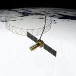 Artist rendering of NISAR Satellite over Antarctica