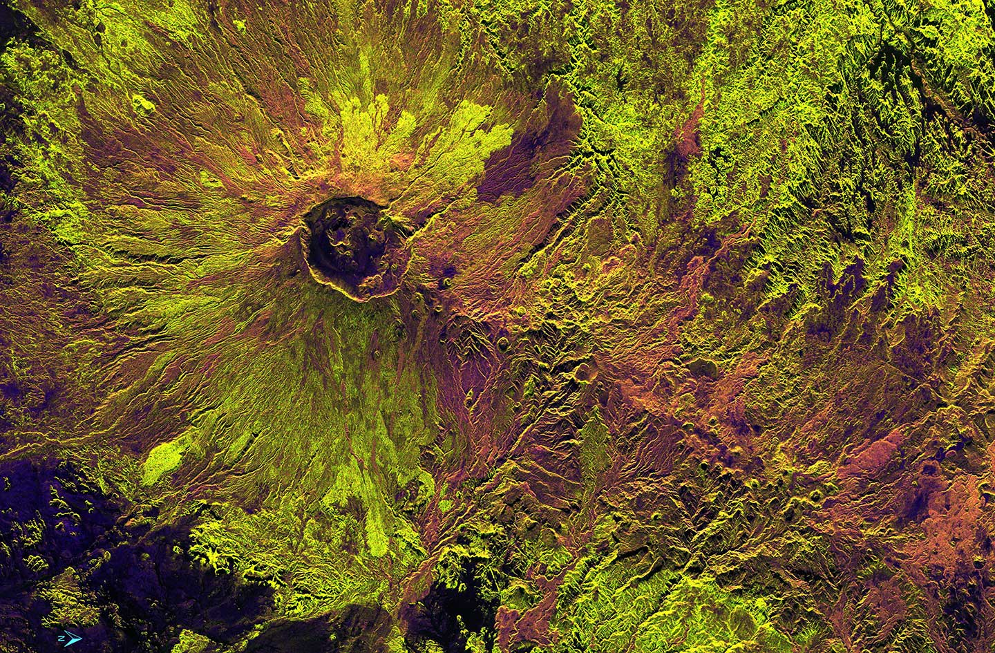 SAR image showing multiple calderas of the Emi Koussi volcano