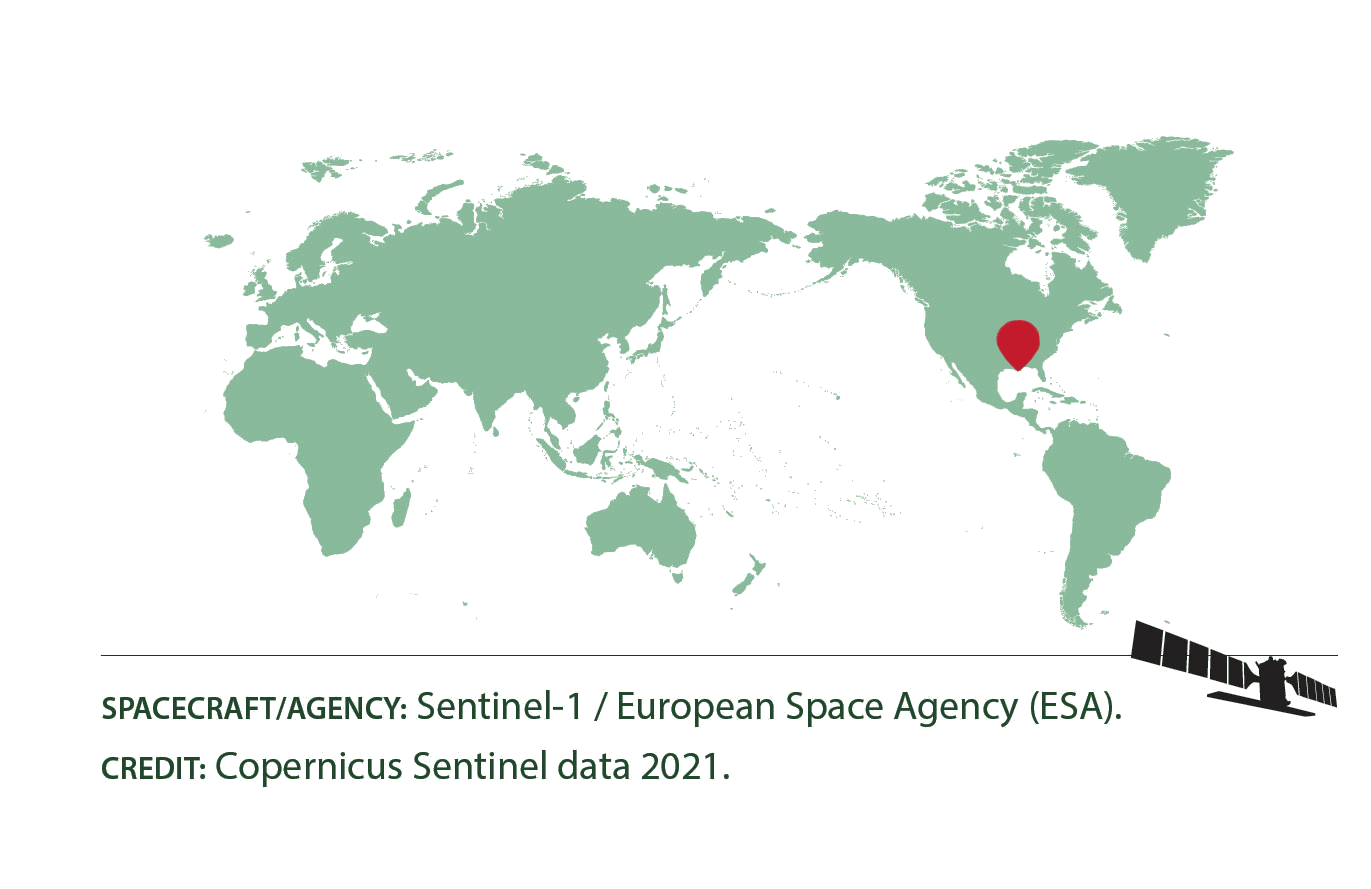 Location map of the Mississippi River, 2021