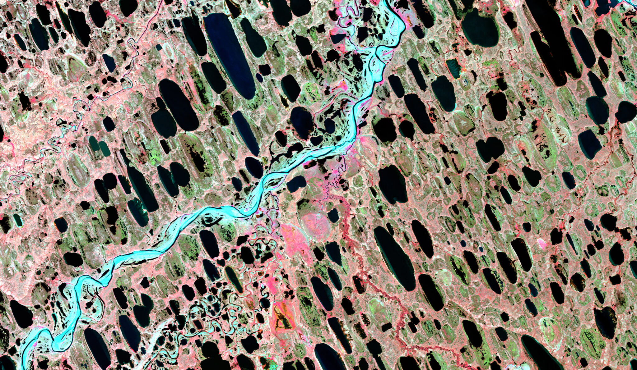 AVNIR-2 image of lakes dotting the landscape on Alaska's North Slope.