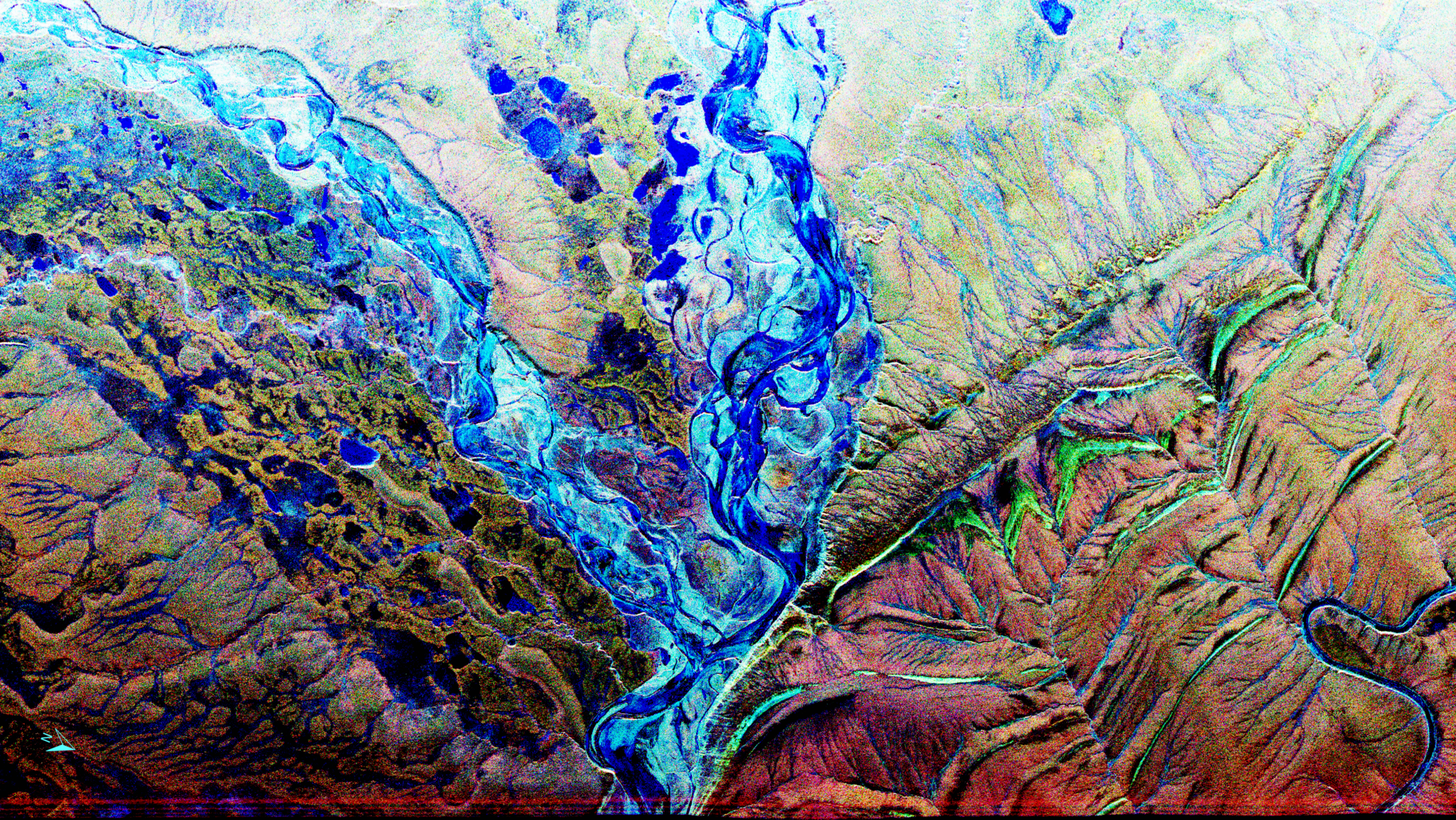 TOPSAR image of the Awuna River on the north slope of Alaska