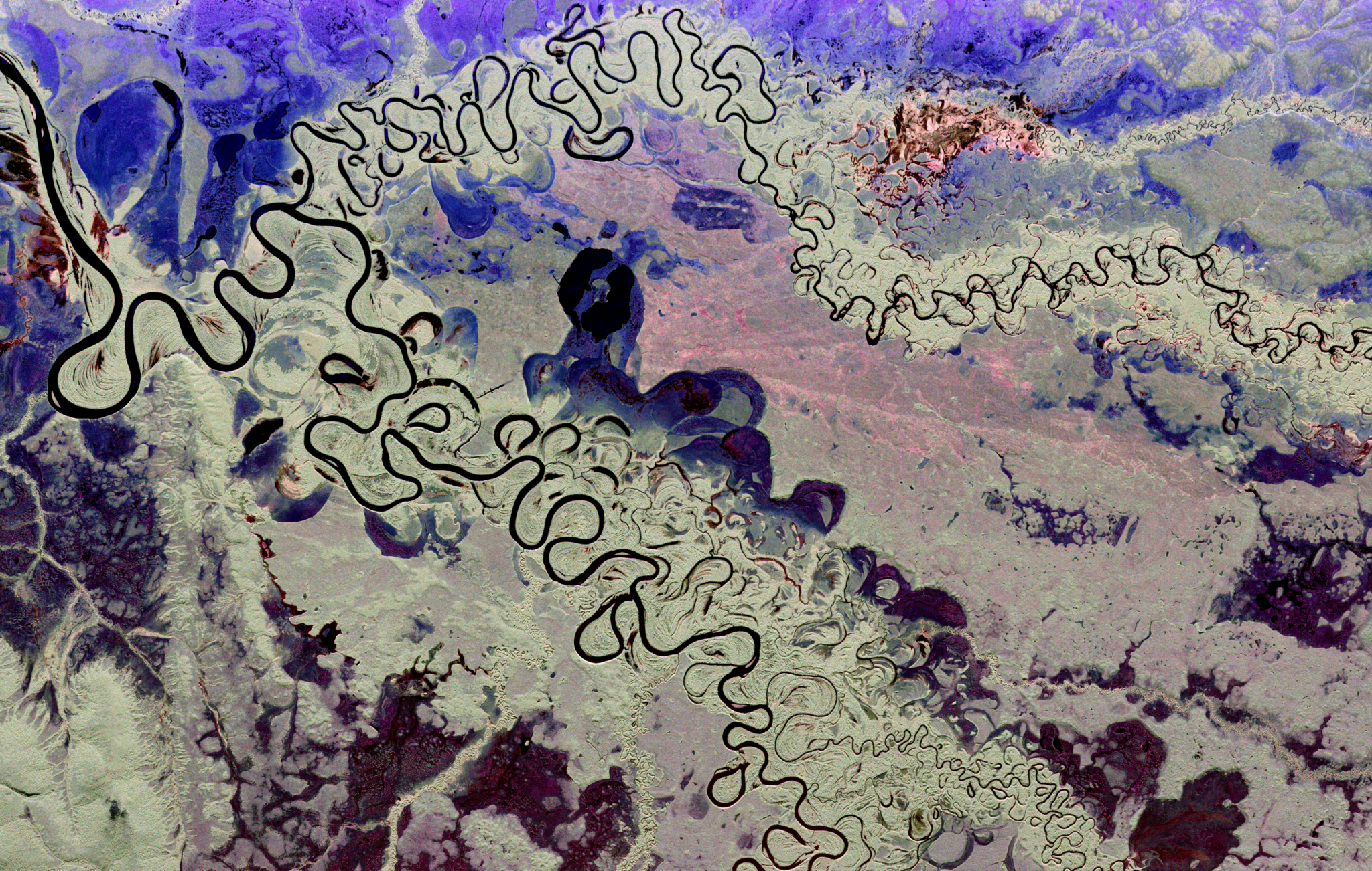 The Hoholitna River, in Alaska seen at the top of the image.