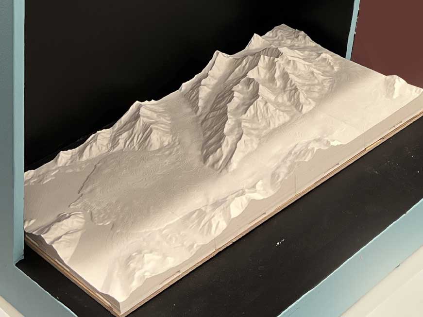 3D printed terrain map of Hubbard Glacier Alaska