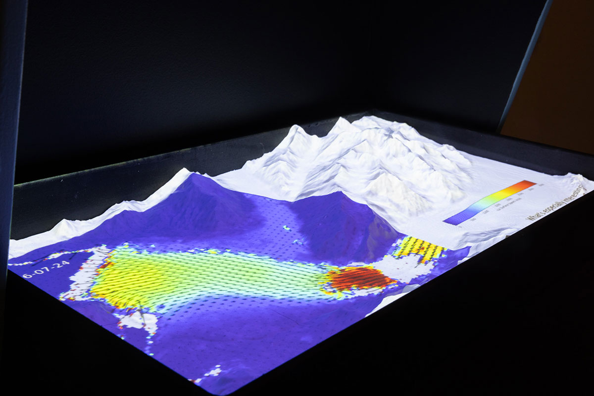 Projection of SAR elevation map onto 3D printed scale terrain model